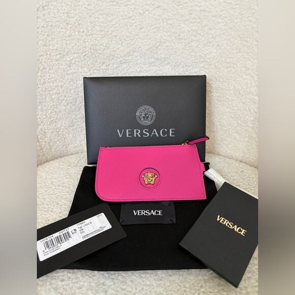 Versace Pink Medusa Women's Small Bag Wallet Keychain - Picture 1 of 7